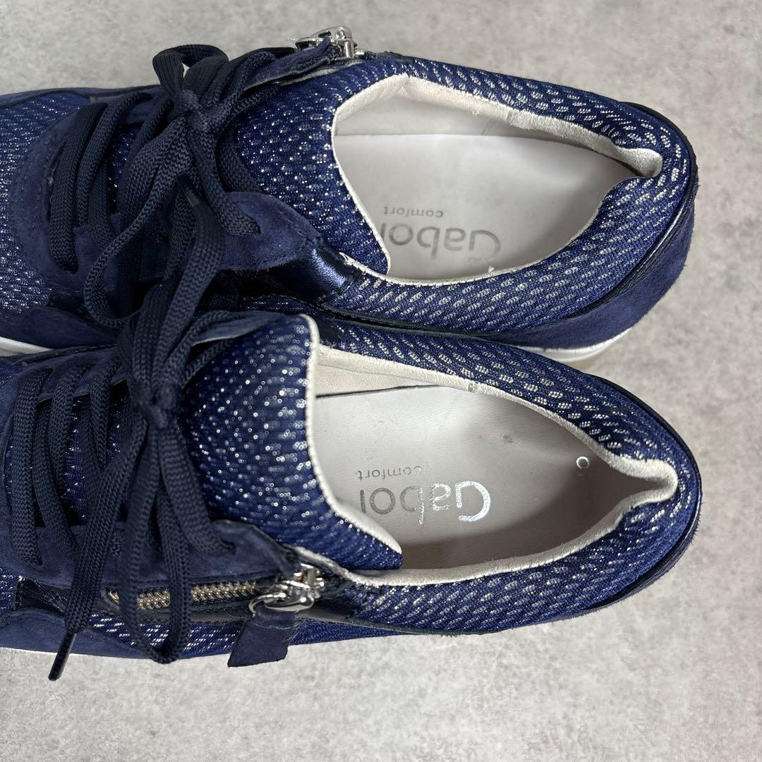 極美品！Gabor ガボール　サイドジップ　厚底　コンフォート　レザースニーカー