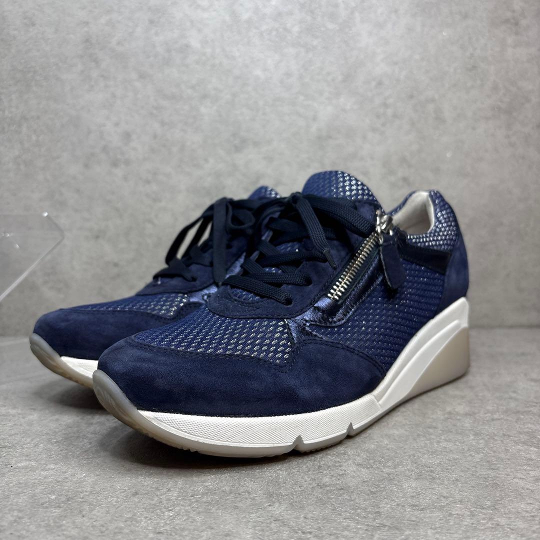 極美品！Gabor ガボール　サイドジップ　厚底　コンフォート　レザースニーカー