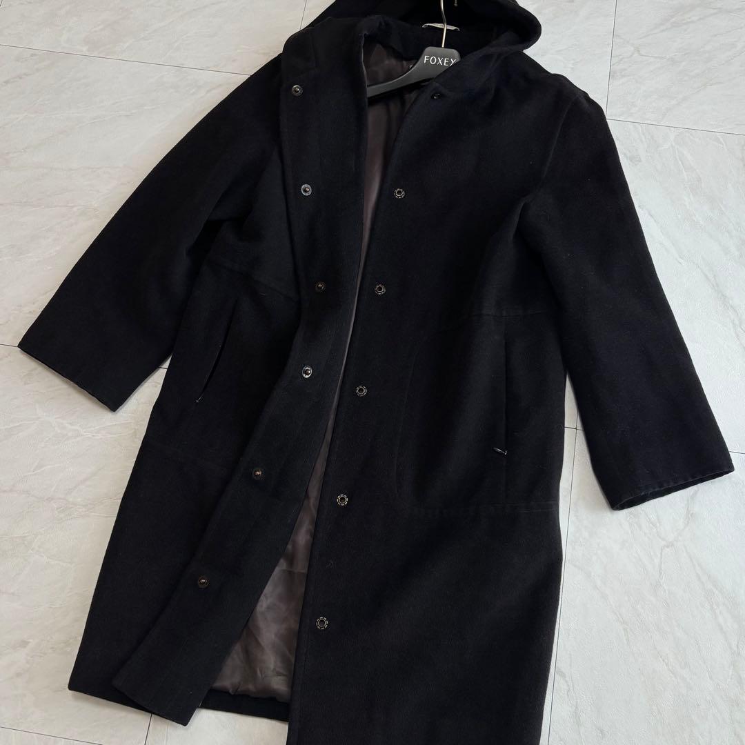 【白タグ・ピュアバージンウール】マックスマーラ　フーデッドコート　38サイズ