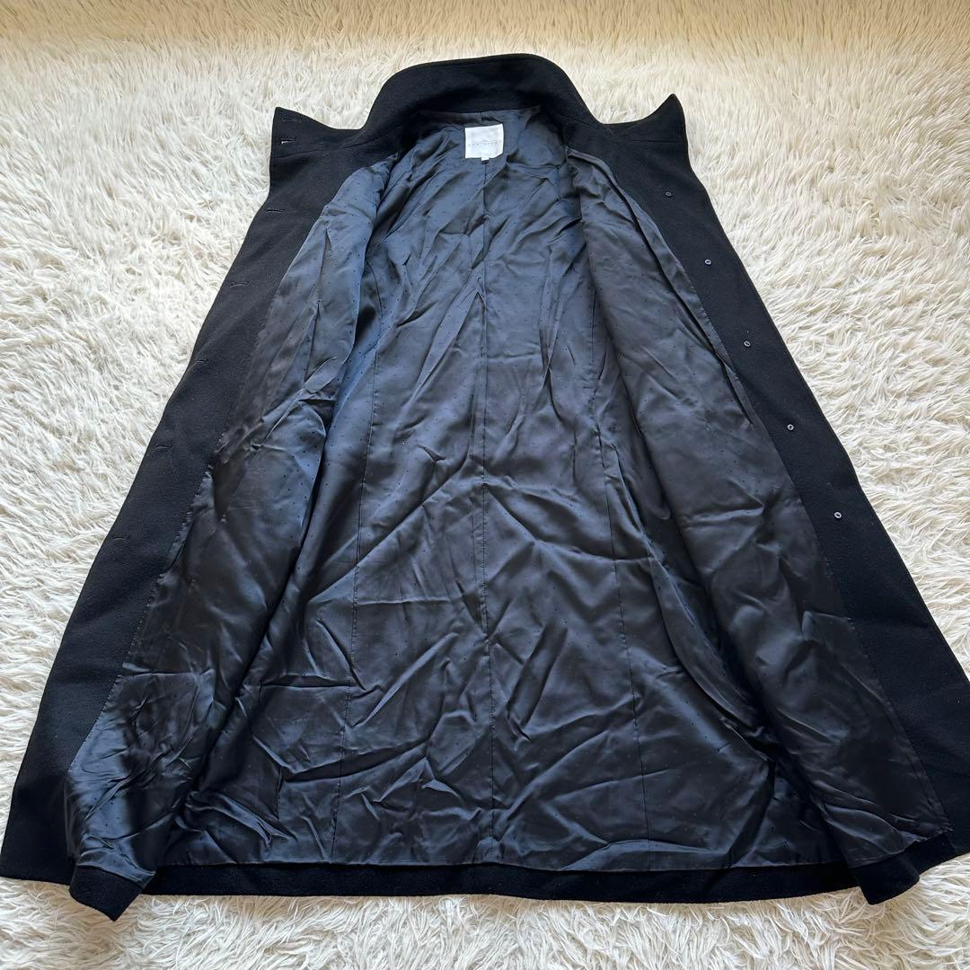 組曲　カシミヤ100%ロングコート　スタンドカラー　黒　ブラック　大きいサイズ