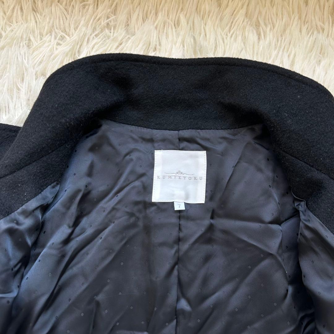 組曲　カシミヤ100%ロングコート　スタンドカラー　黒　ブラック　大きいサイズ