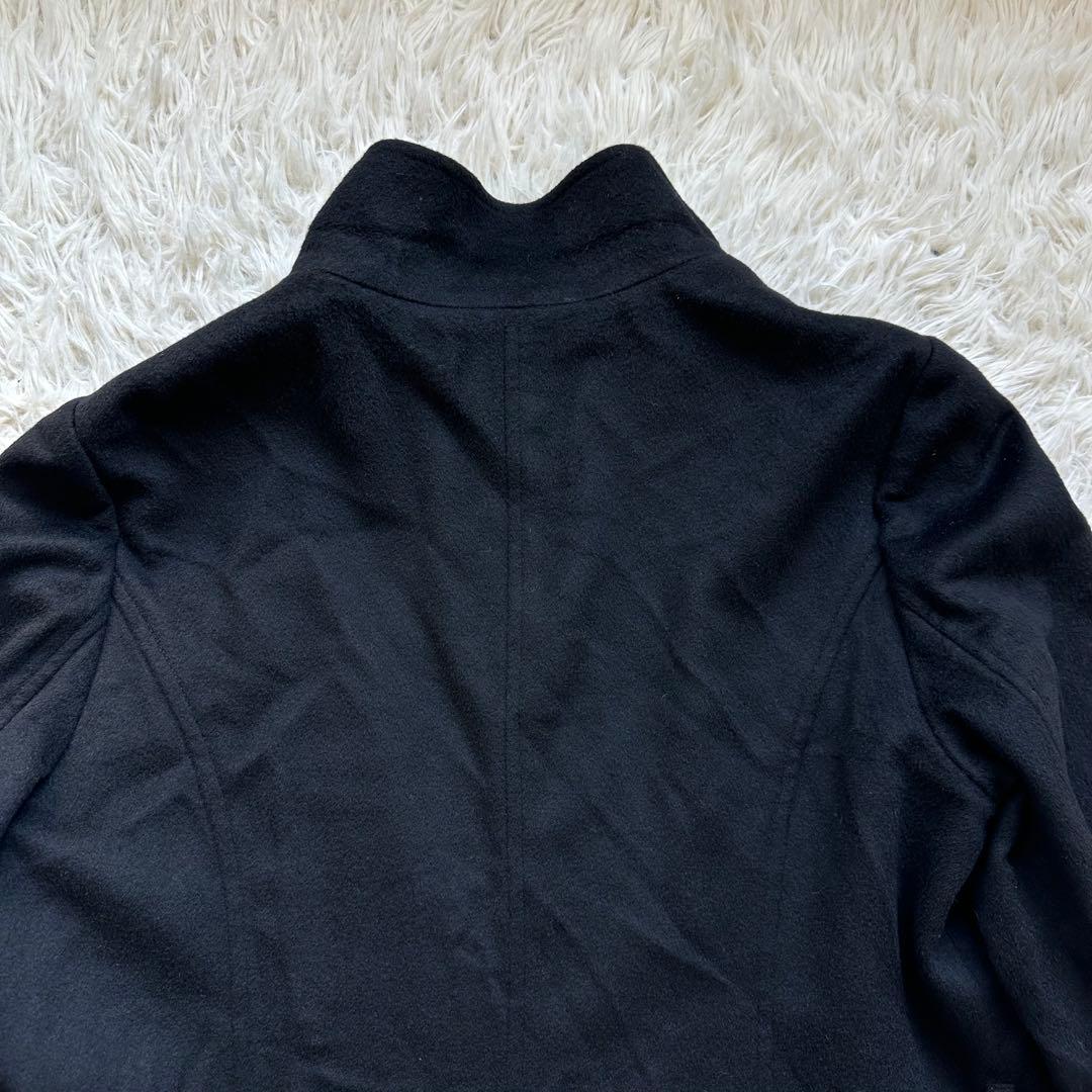 組曲　カシミヤ100%ロングコート　スタンドカラー　黒　ブラック　大きいサイズ