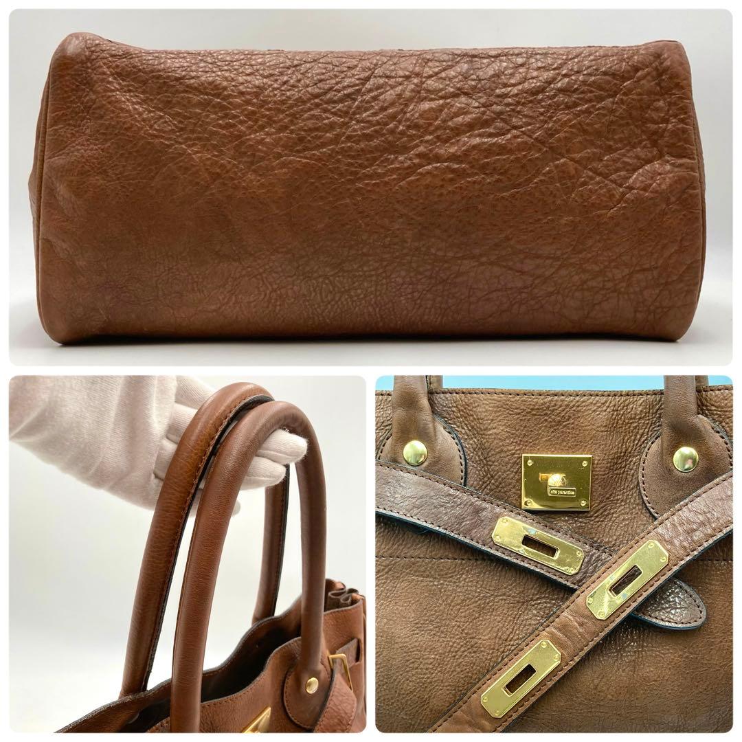 美品✨ シータパランティカ トートバッグ L レザー 茶色 ターンロック 大容量