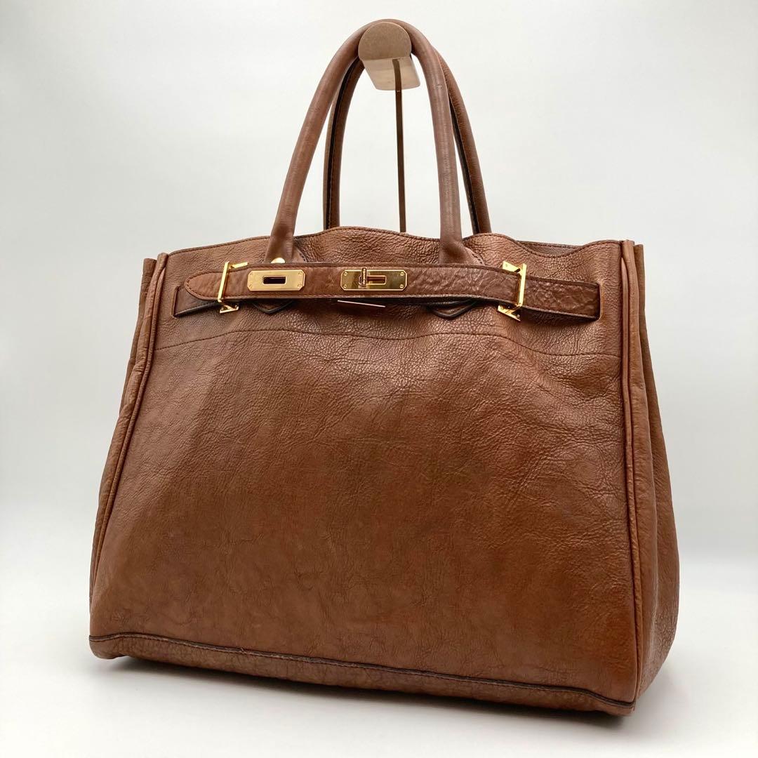 美品✨ シータパランティカ トートバッグ L レザー 茶色 ターンロック 大容量