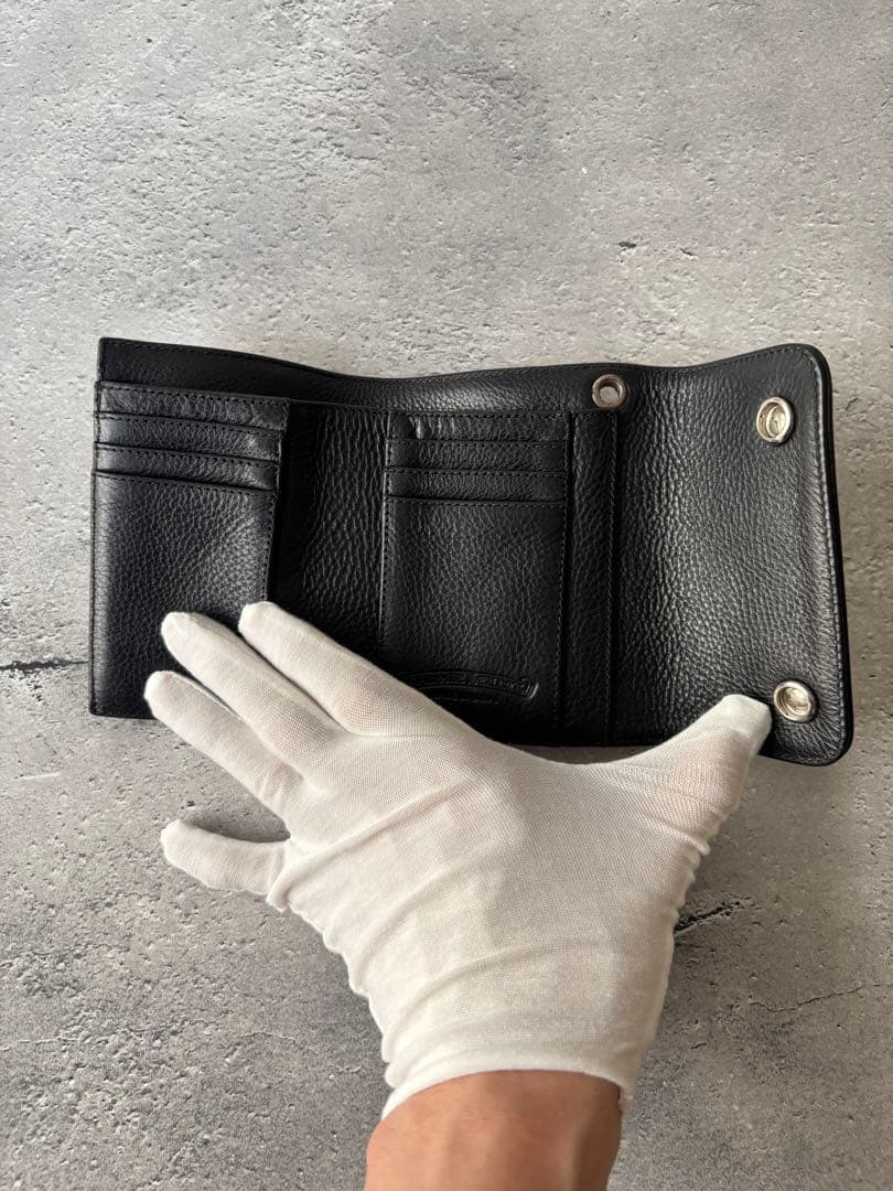 クロムハーツ 　ウェーブミニ クロスボールボタンレザーウォレット　財布