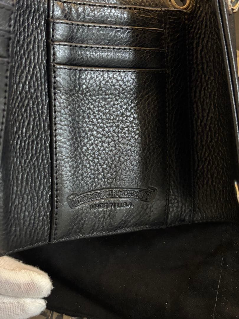 クロムハーツ 　ウェーブミニ クロスボールボタンレザーウォレット　財布