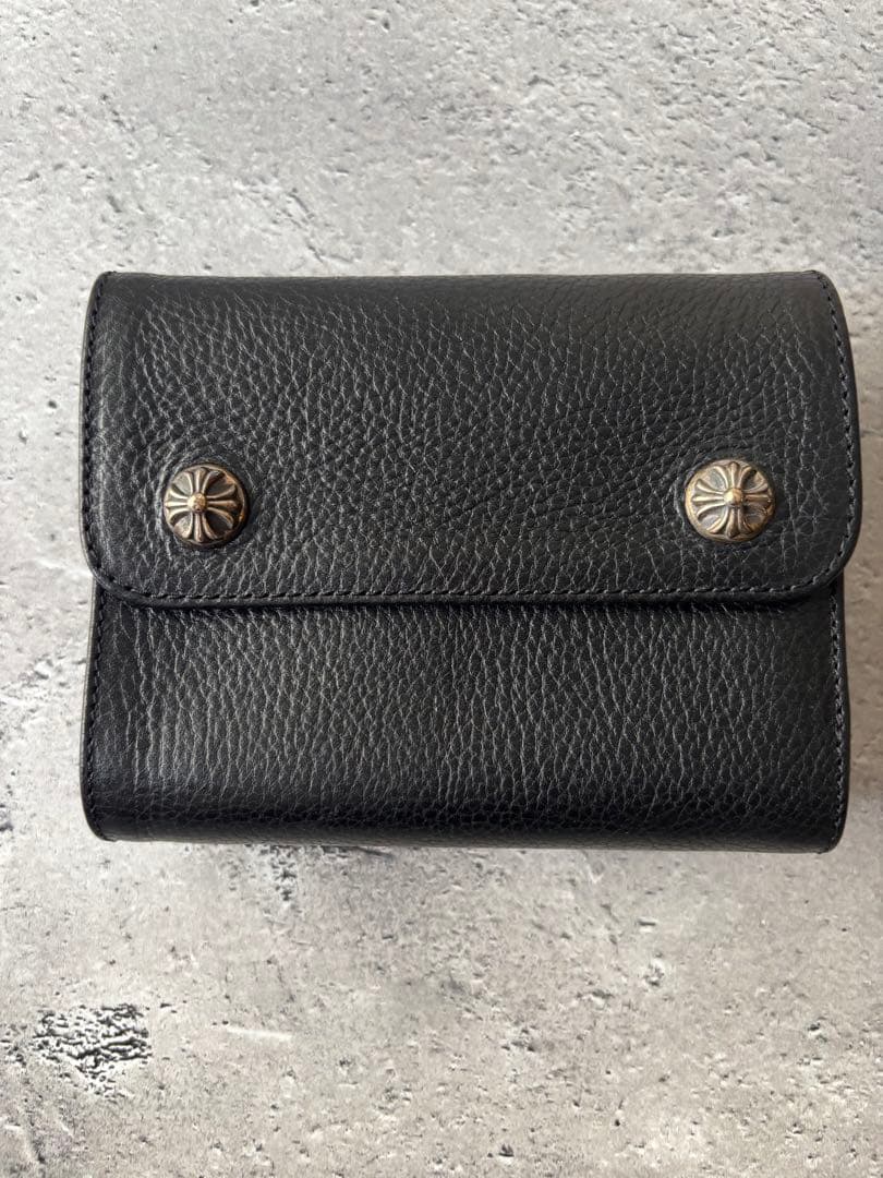 クロムハーツ 　ウェーブミニ クロスボールボタンレザーウォレット　財布