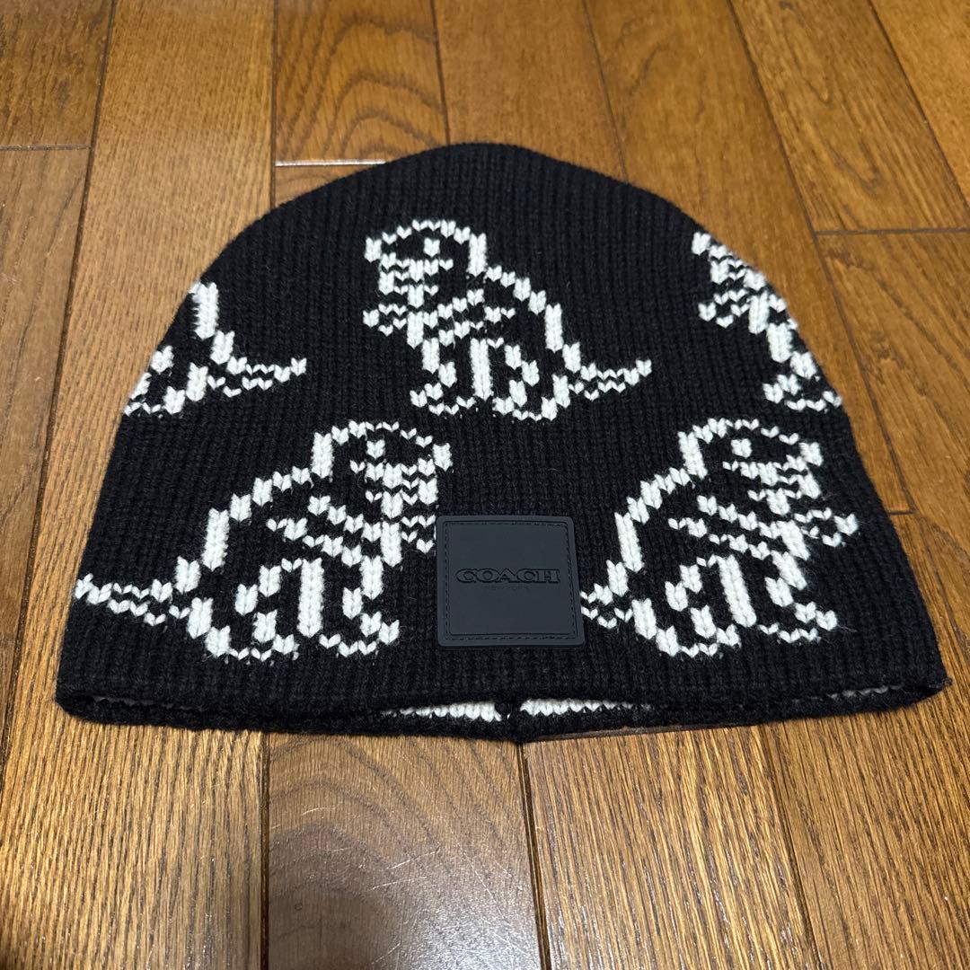 coach ニット帽 ビーニー 帽子 ニット レキシー 恐竜 ダイナソー