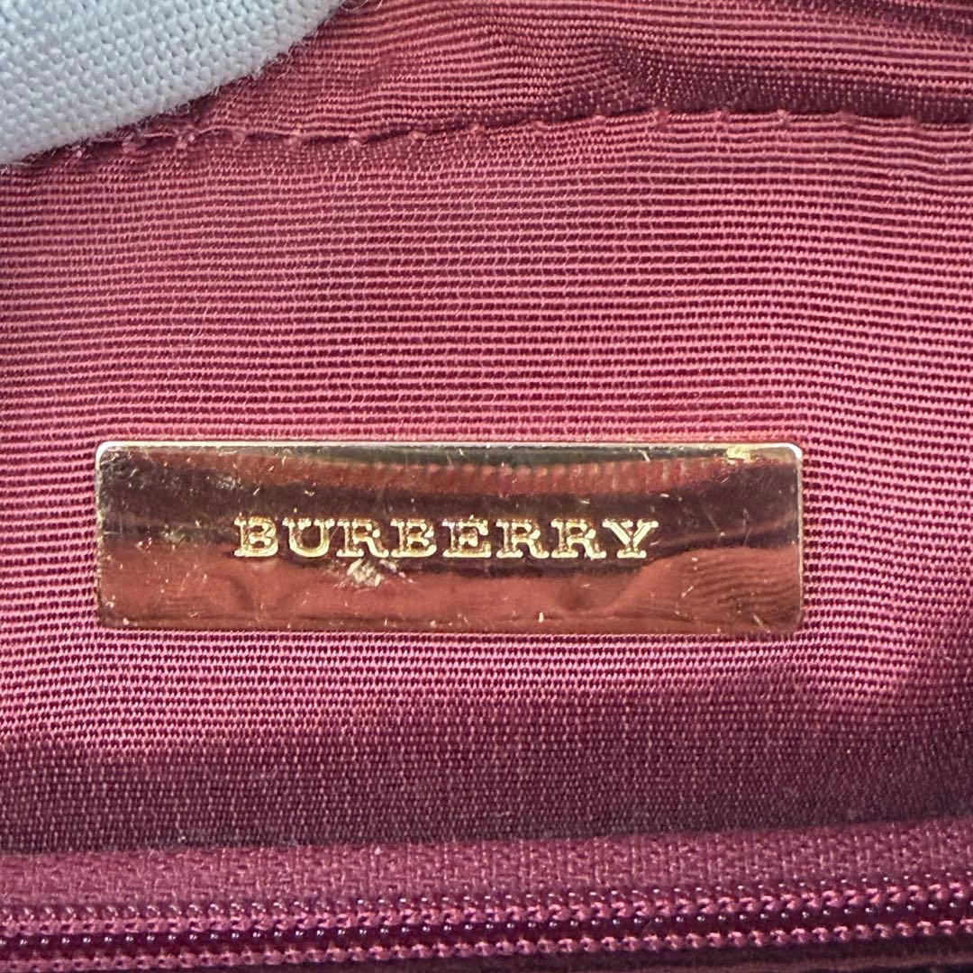 バーバリー ショルダーバッグ ノバチェック キャンバス サフィアーノレザー 赤