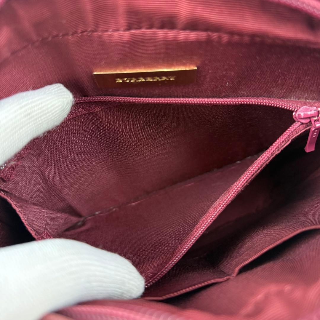 バーバリー ショルダーバッグ ノバチェック キャンバス サフィアーノレザー 赤