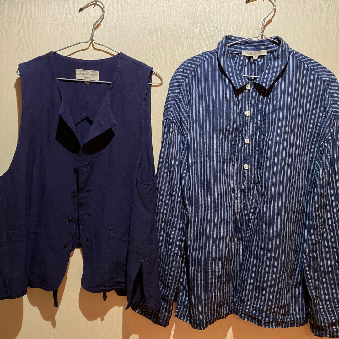 ヴラスブラム　ブラウス、ベスト　２点セット　ネイビー