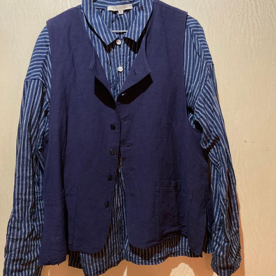 ヴラスブラム　ブラウス、ベスト　２点セット　ネイビー