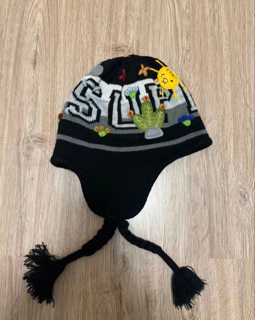 Supreme Felt Appliqué Earflap Beanie BK
