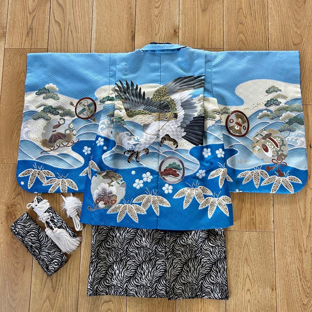 七五三　5歳用羽織袴セット　水色