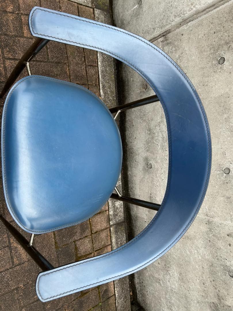 Arrben ブルー レザー 椅子 チェア インテリア イタリア製