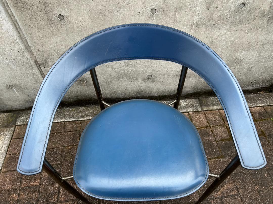 Arrben ブルー レザー 椅子 チェア インテリア イタリア製
