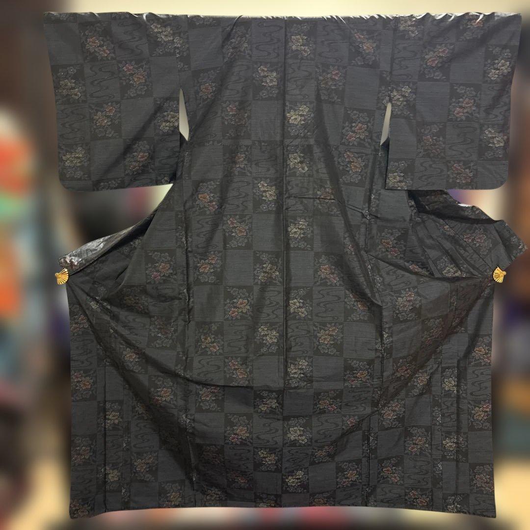 【未使用・しつけ付】本場大島紬 紺色 高級正絹 着物 証紙あり