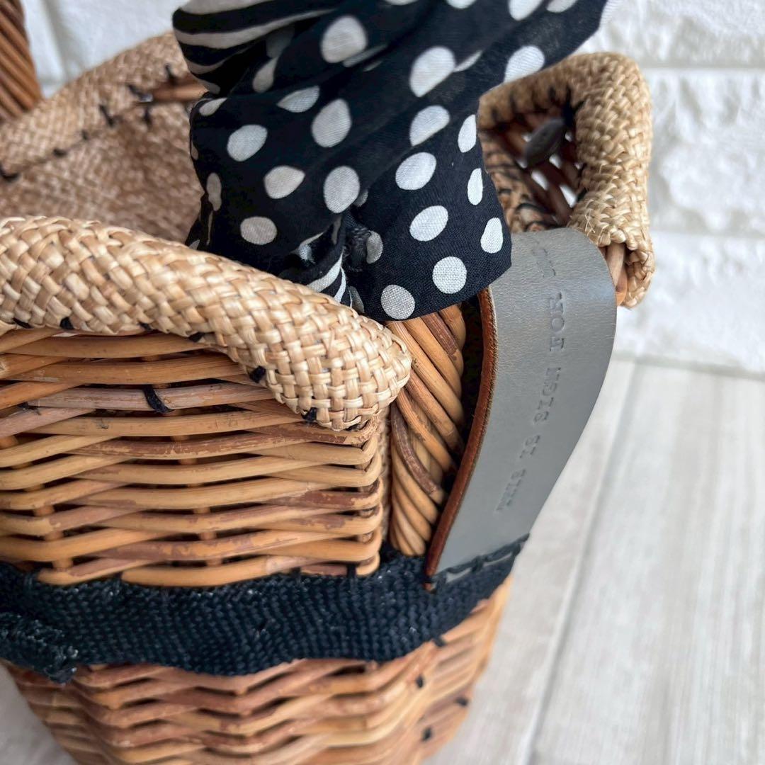 ebagos エバゴス ギンガムチェック カゴバッグ かぶせハンドル