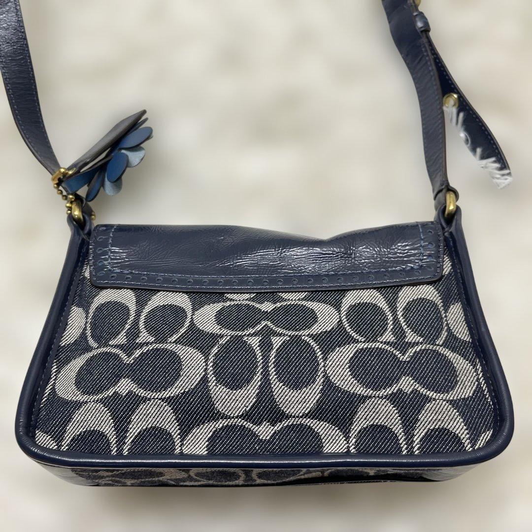 美品 コーチ ショルダーバッグ デニム シグネチャー ソーホー 12534