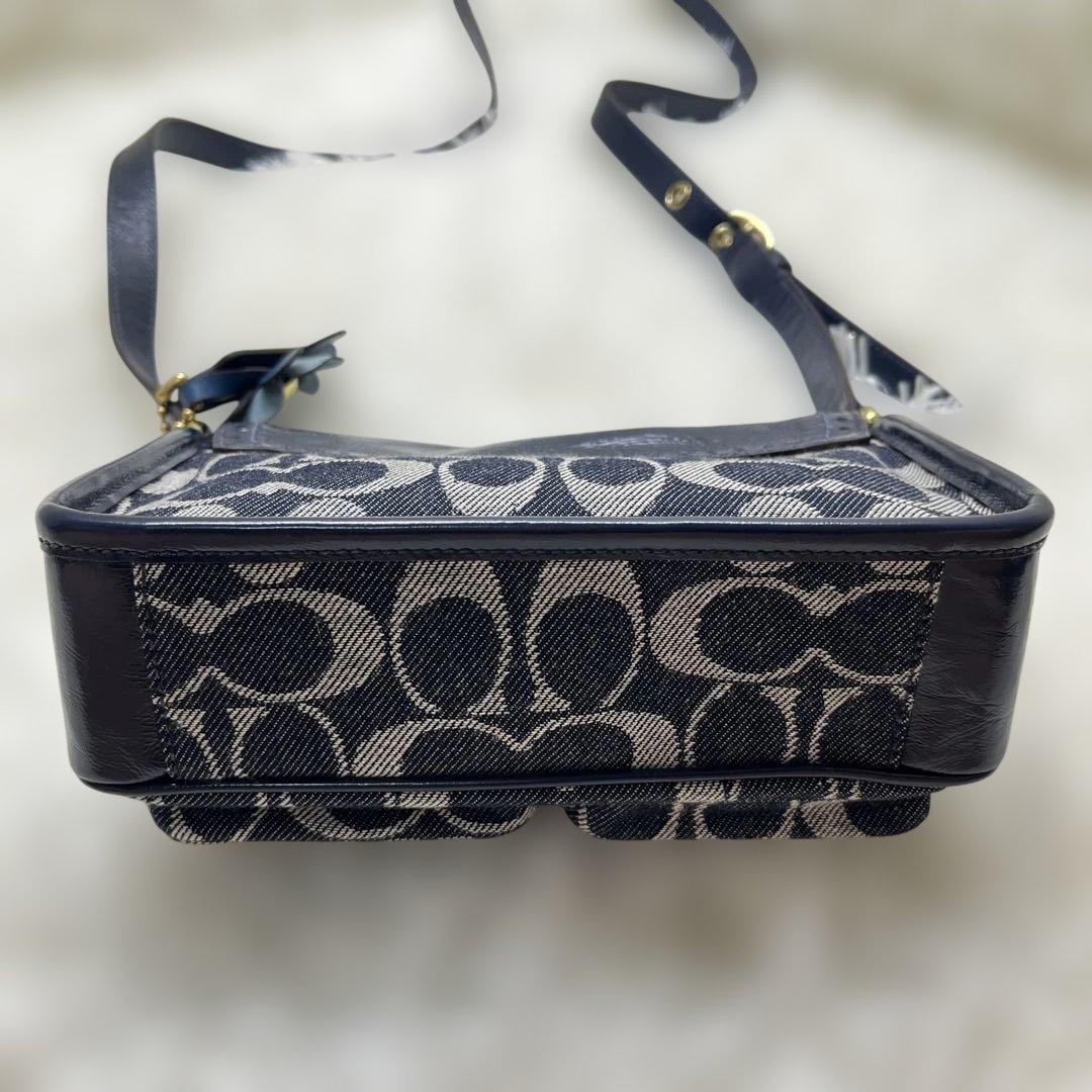 美品 コーチ ショルダーバッグ デニム シグネチャー ソーホー 12534