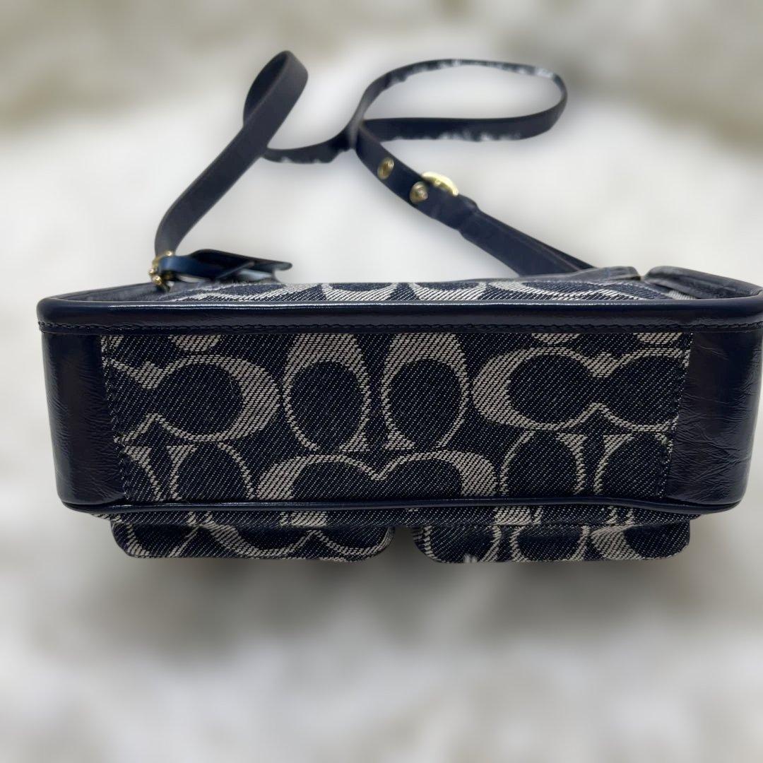 美品 コーチ ショルダーバッグ デニム シグネチャー ソーホー 12534