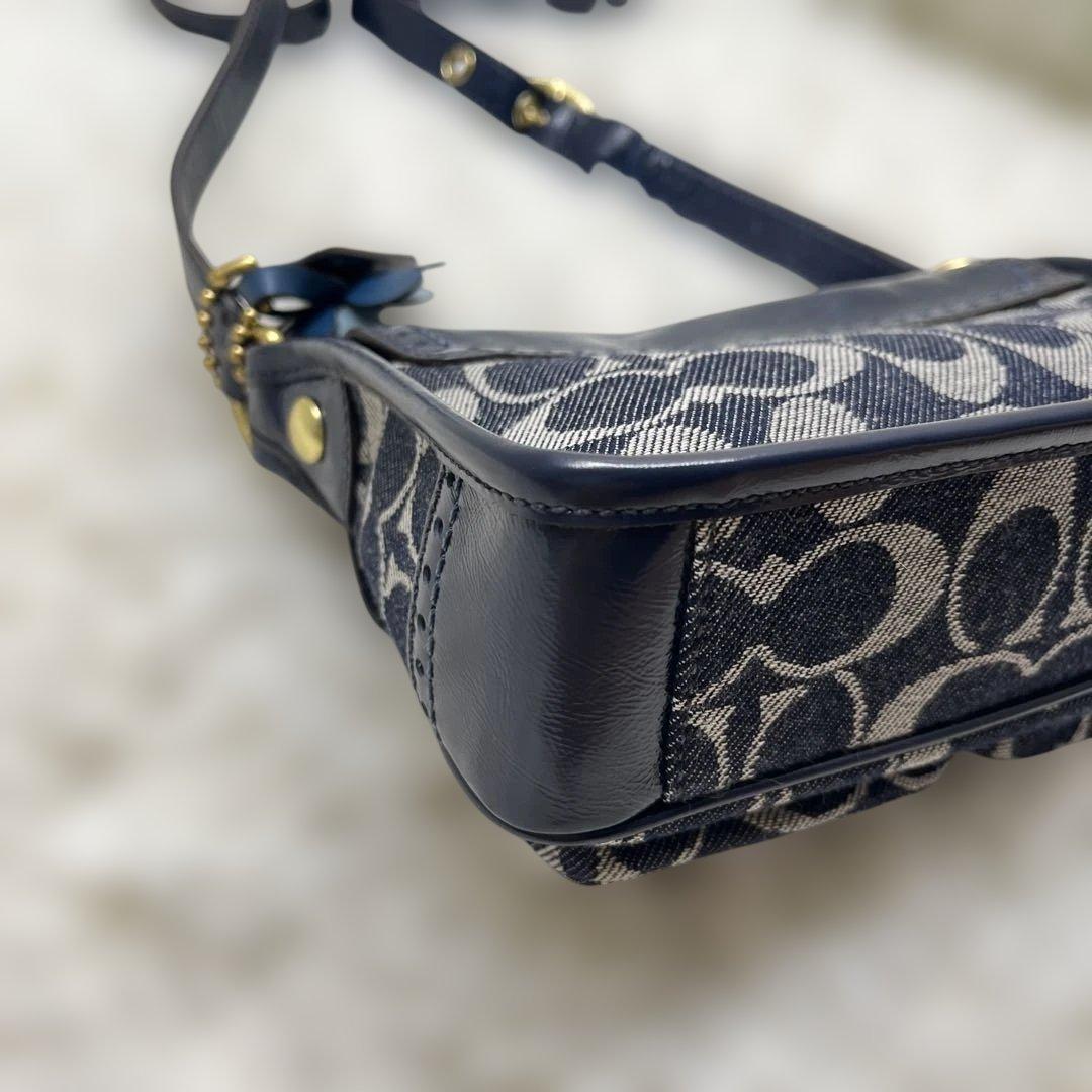 美品 コーチ ショルダーバッグ デニム シグネチャー ソーホー 12534