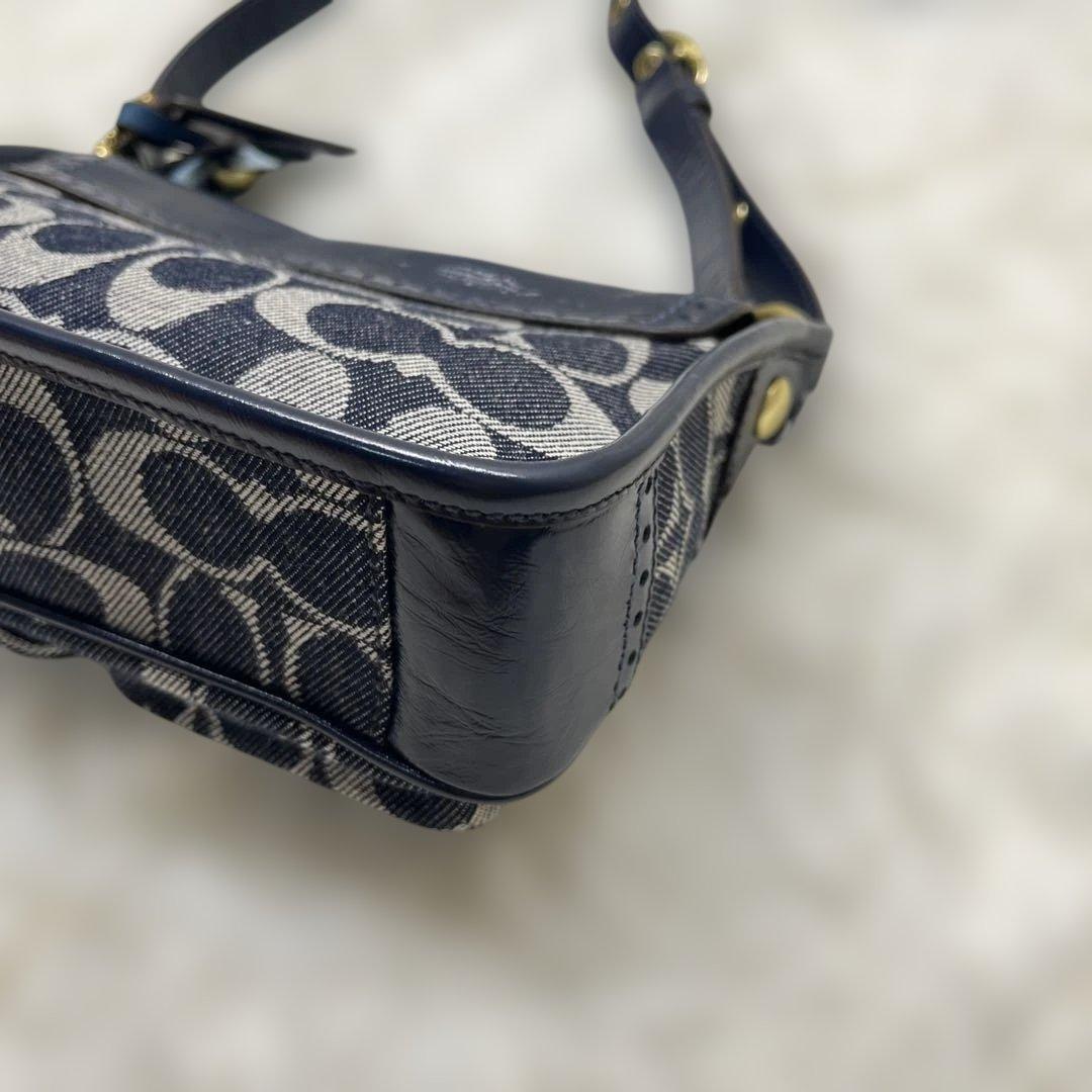 美品 コーチ ショルダーバッグ デニム シグネチャー ソーホー 12534