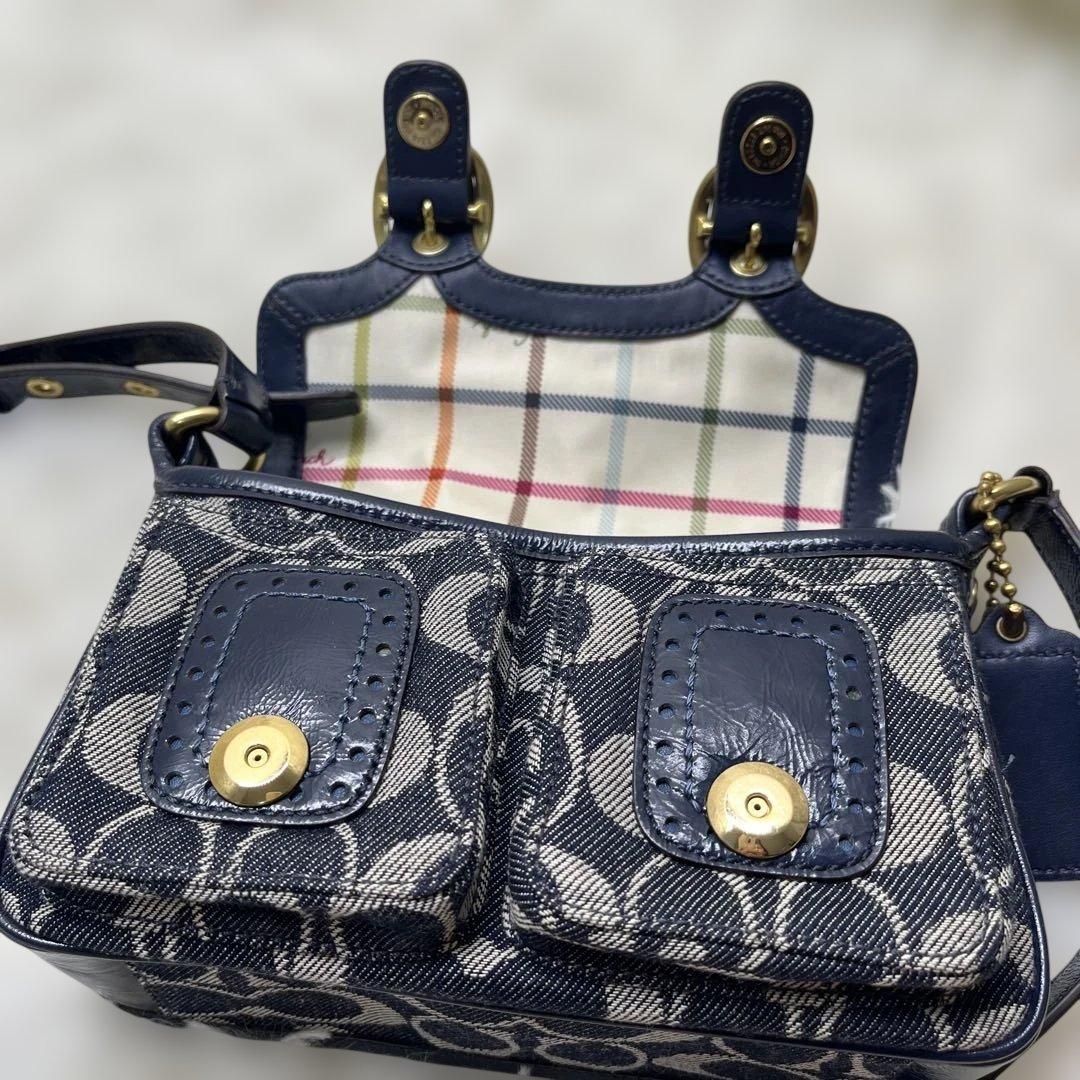 美品 コーチ ショルダーバッグ デニム シグネチャー ソーホー 12534