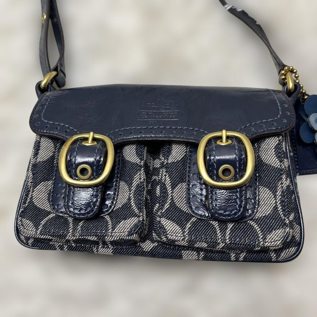 美品 コーチ ショルダーバッグ デニム シグネチャー ソーホー 12534