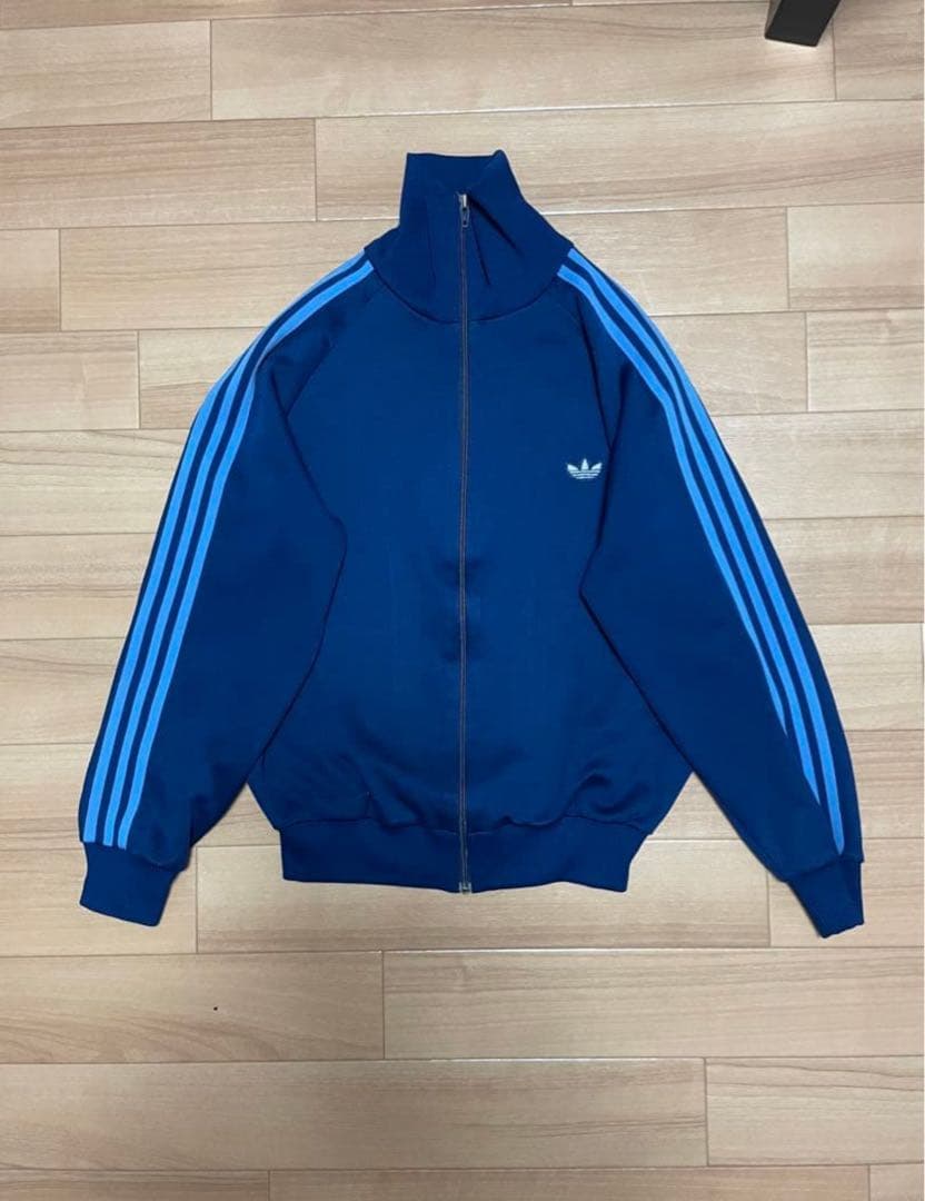 70s 80s adidas 西ドイツ デサント トラックジャケット 4号　紺