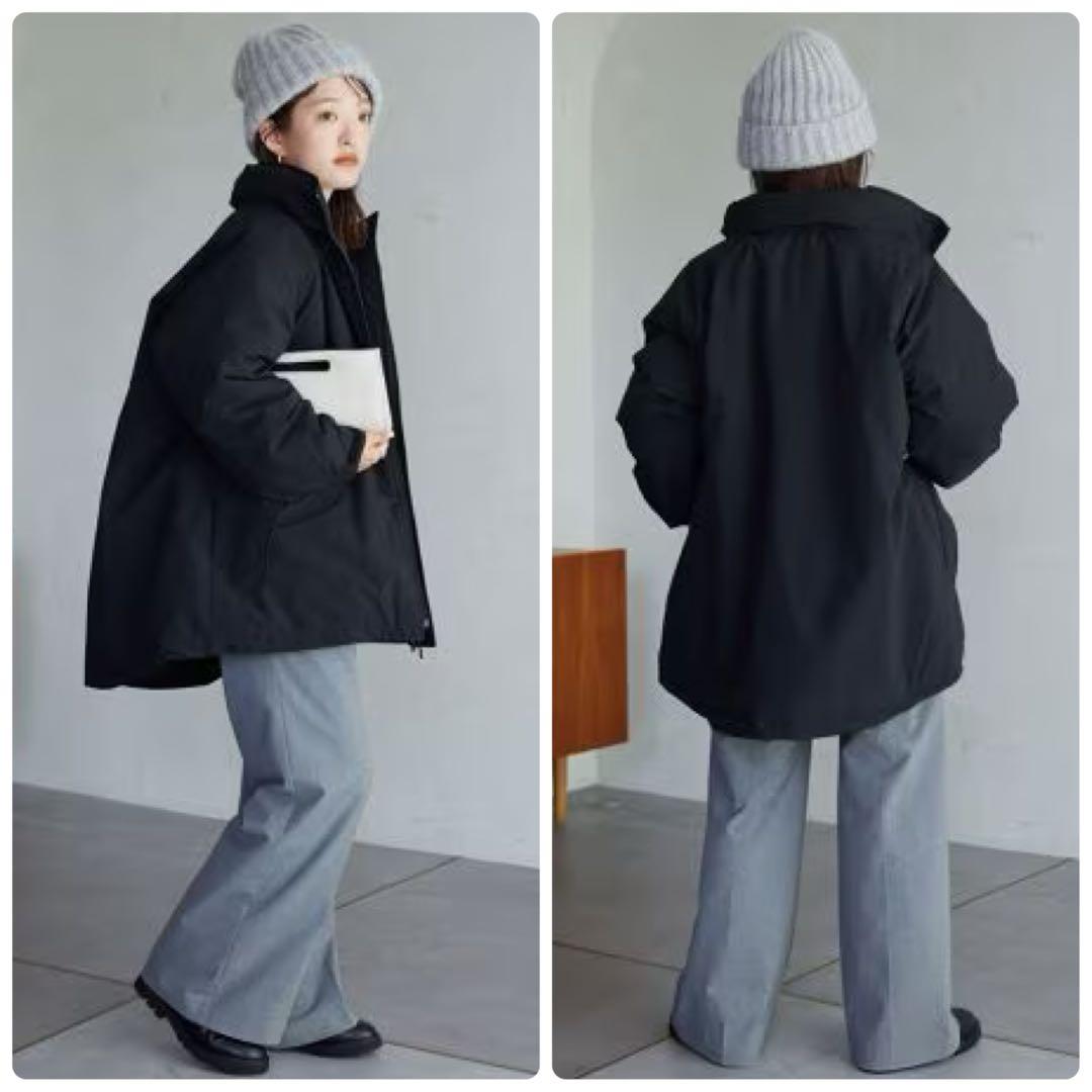 スローブイエナ ポリエステルタッサー中綿モンスターパーカーブルゾン ブラック