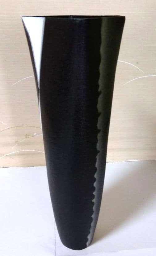 合金花器（ブラック × ラインデザイン）中板付き