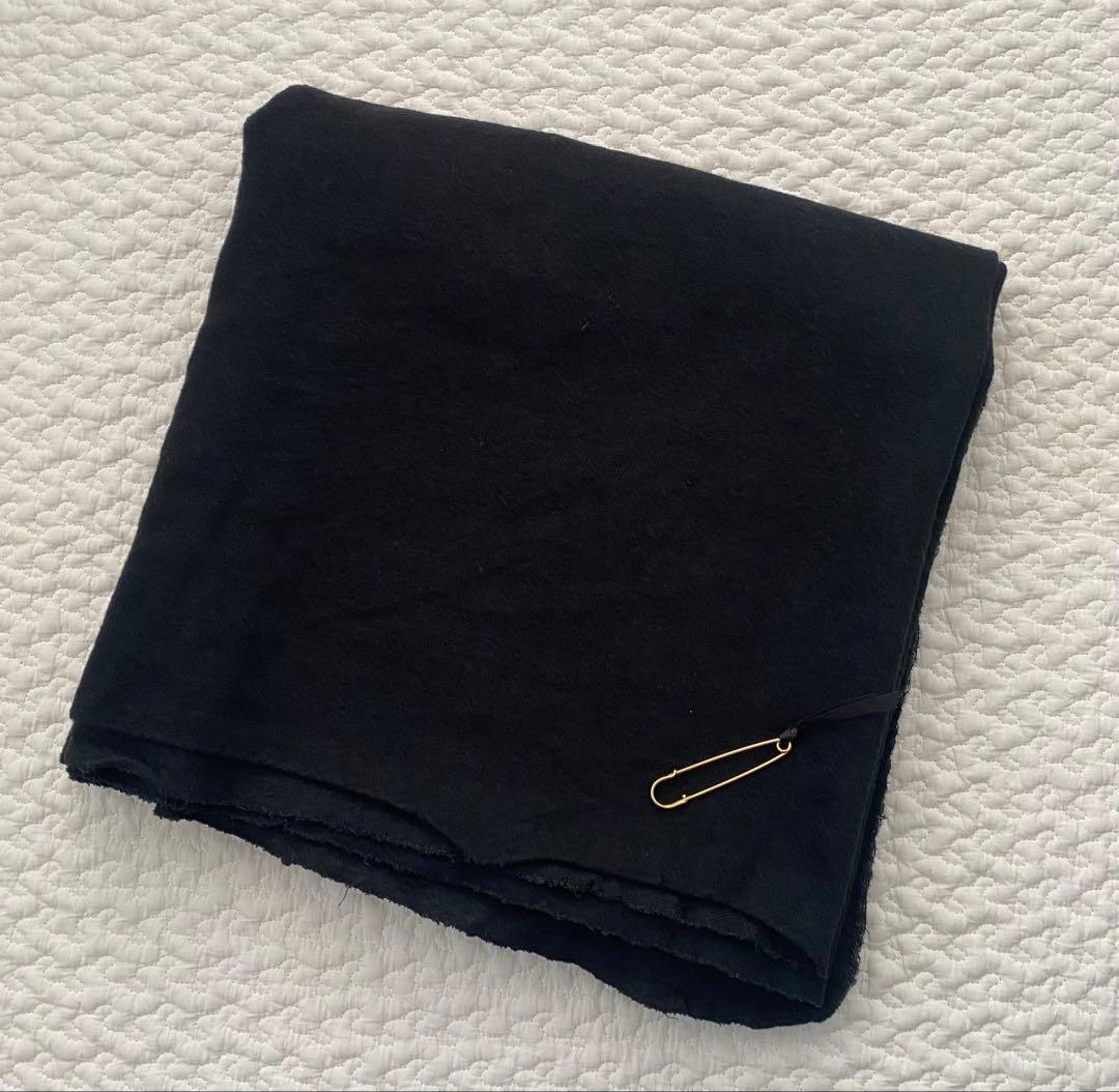 Honnete ワイドストール ウールリネン ウォッシュドツイル　ブラック