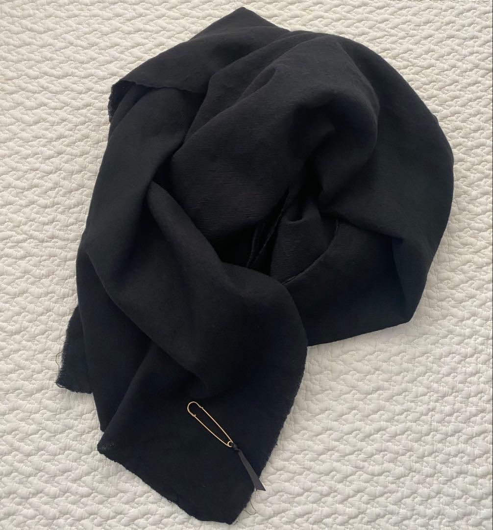 Honnete ワイドストール ウールリネン ウォッシュドツイル　ブラック