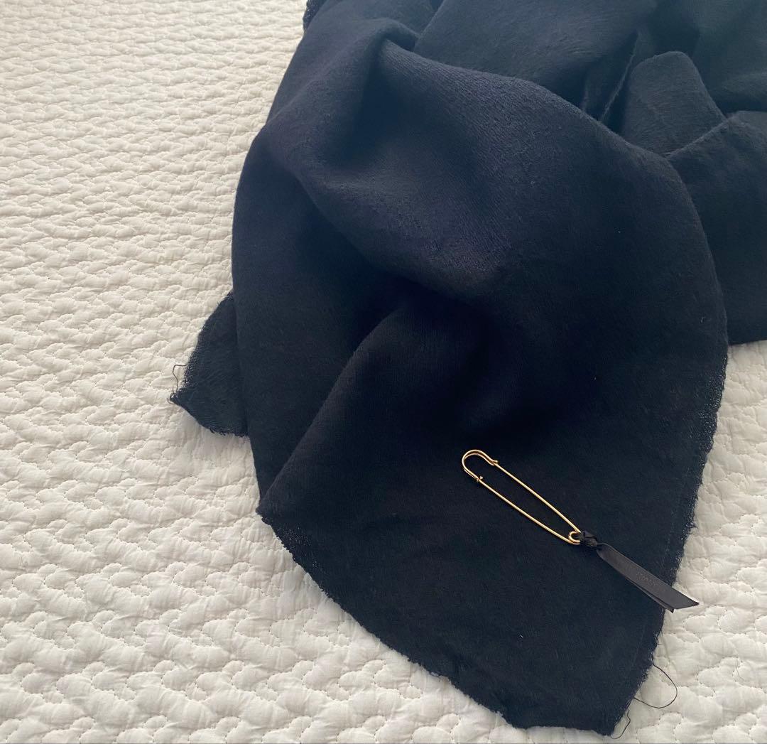 Honnete ワイドストール ウールリネン ウォッシュドツイル　ブラック