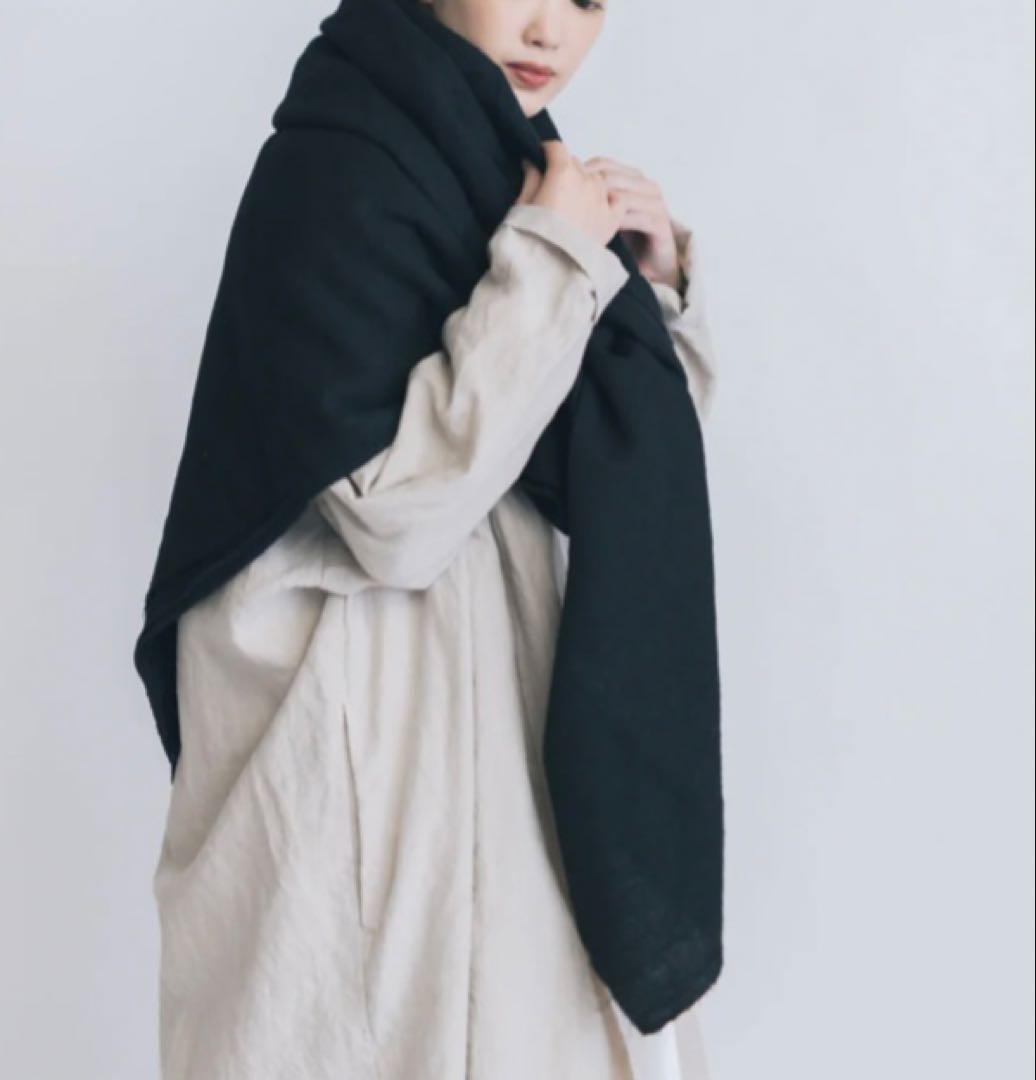 Honnete ワイドストール ウールリネン ウォッシュドツイル　ブラック