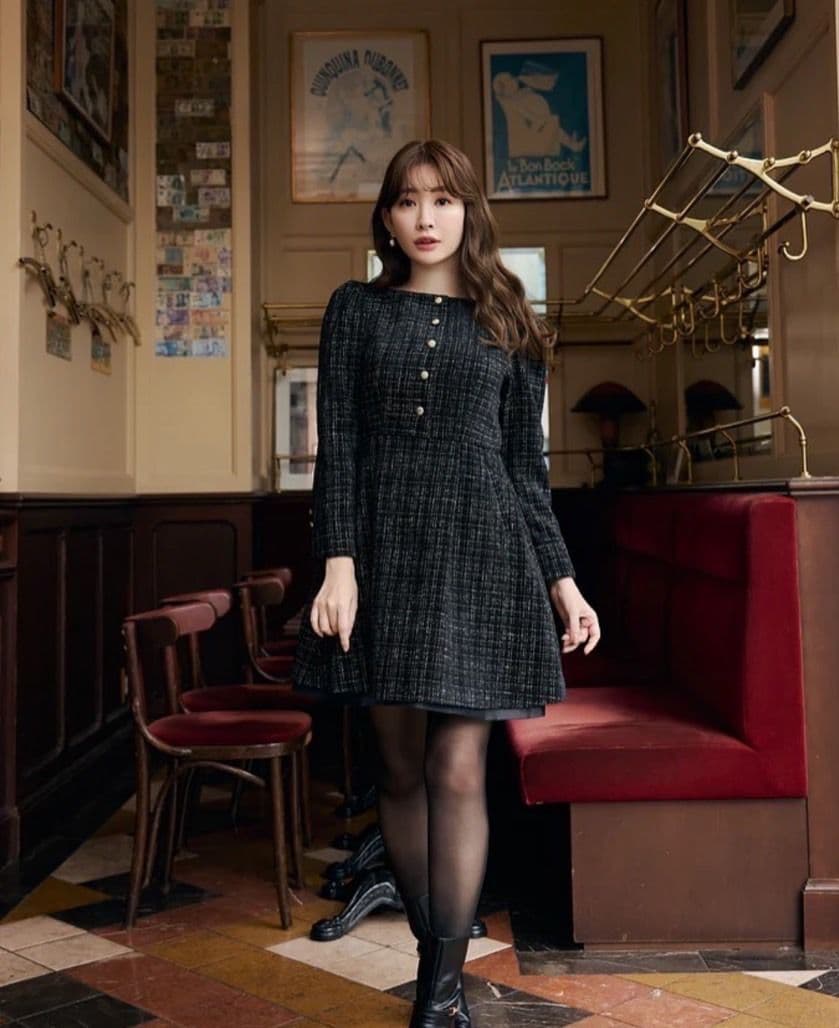 her lip to Mondrian Tweed Mini DressМサイズ