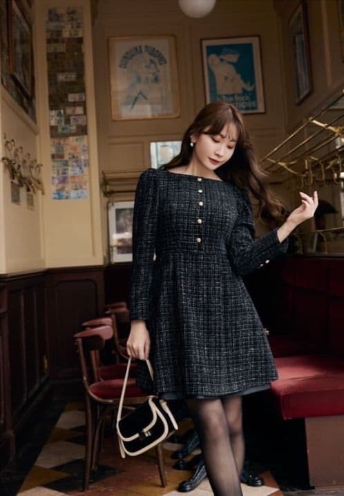 her lip to Mondrian Tweed Mini DressМサイズ