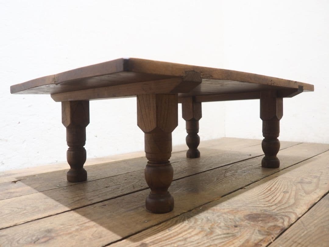 1252　アンティーク　ロクロ脚のローテーブル　文机　座卓ちゃぶ台　轆轤　レトロ