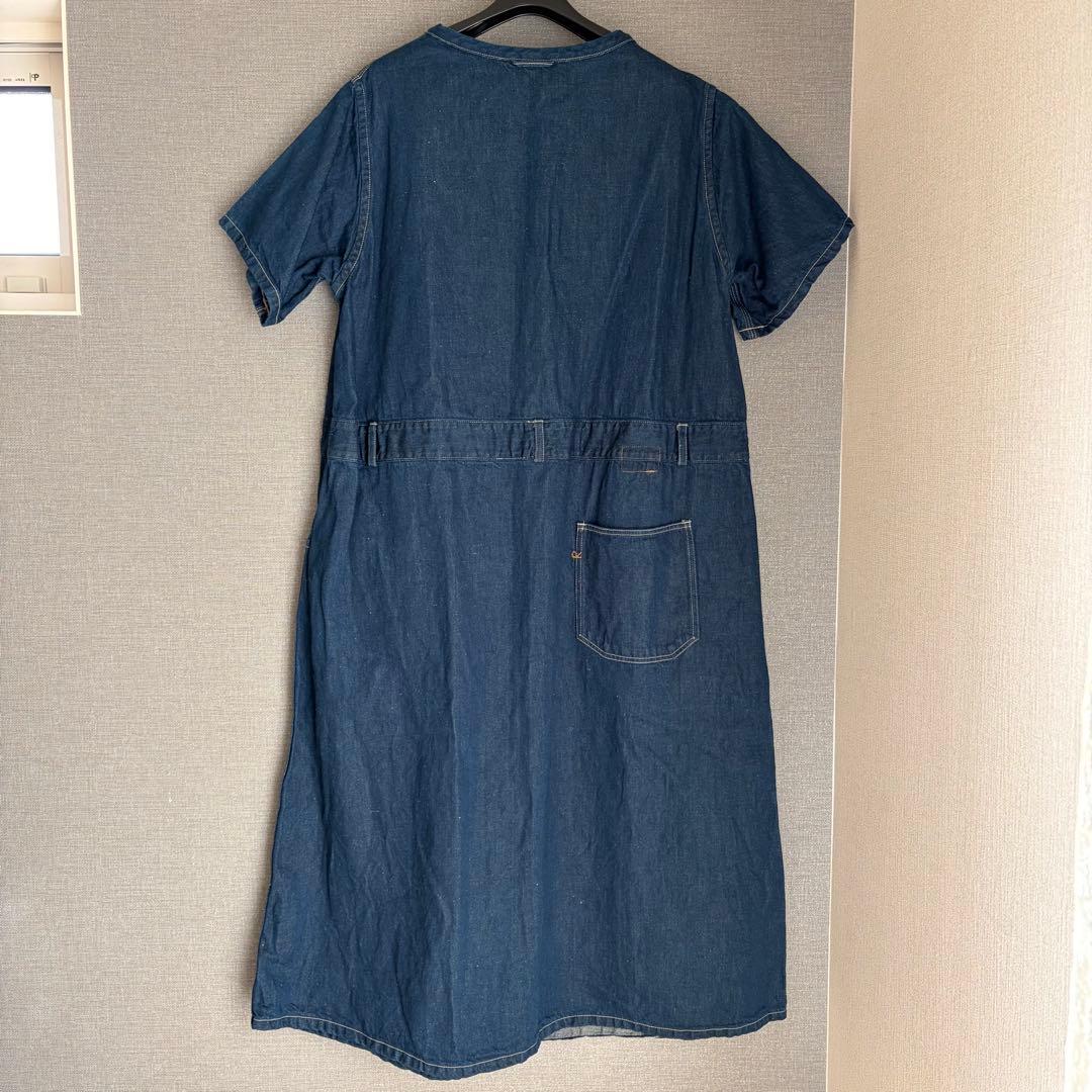 未使用級✨45R 綿麻小麦デニムのジャンパードレス（インディゴ）