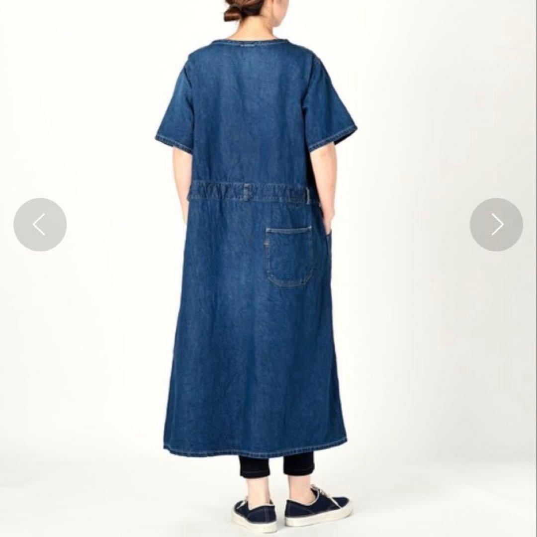 未使用級✨45R 綿麻小麦デニムのジャンパードレス（インディゴ）