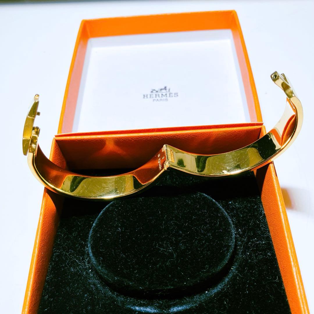 HERMES エルメス　バングル　クリックH ブラック×ゴールド　PM