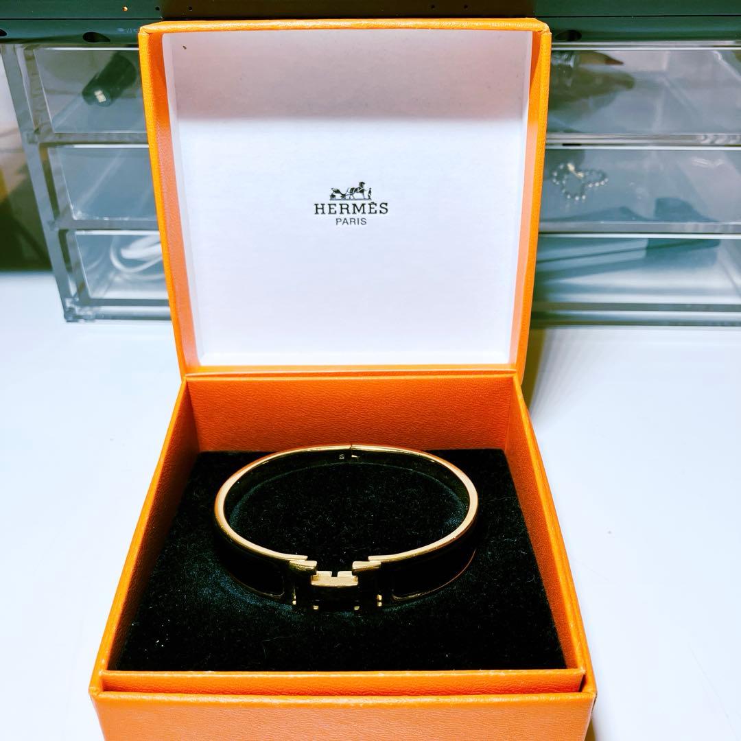 HERMES エルメス　バングル　クリックH ブラック×ゴールド　PM