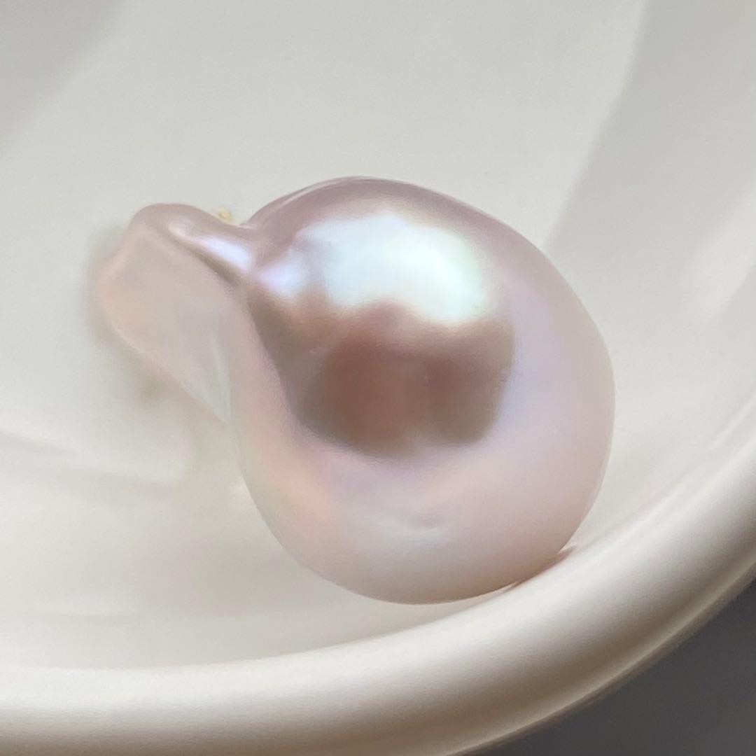 本真珠　淡水バロックパールネックレストップ　28mmピンク紫PT705