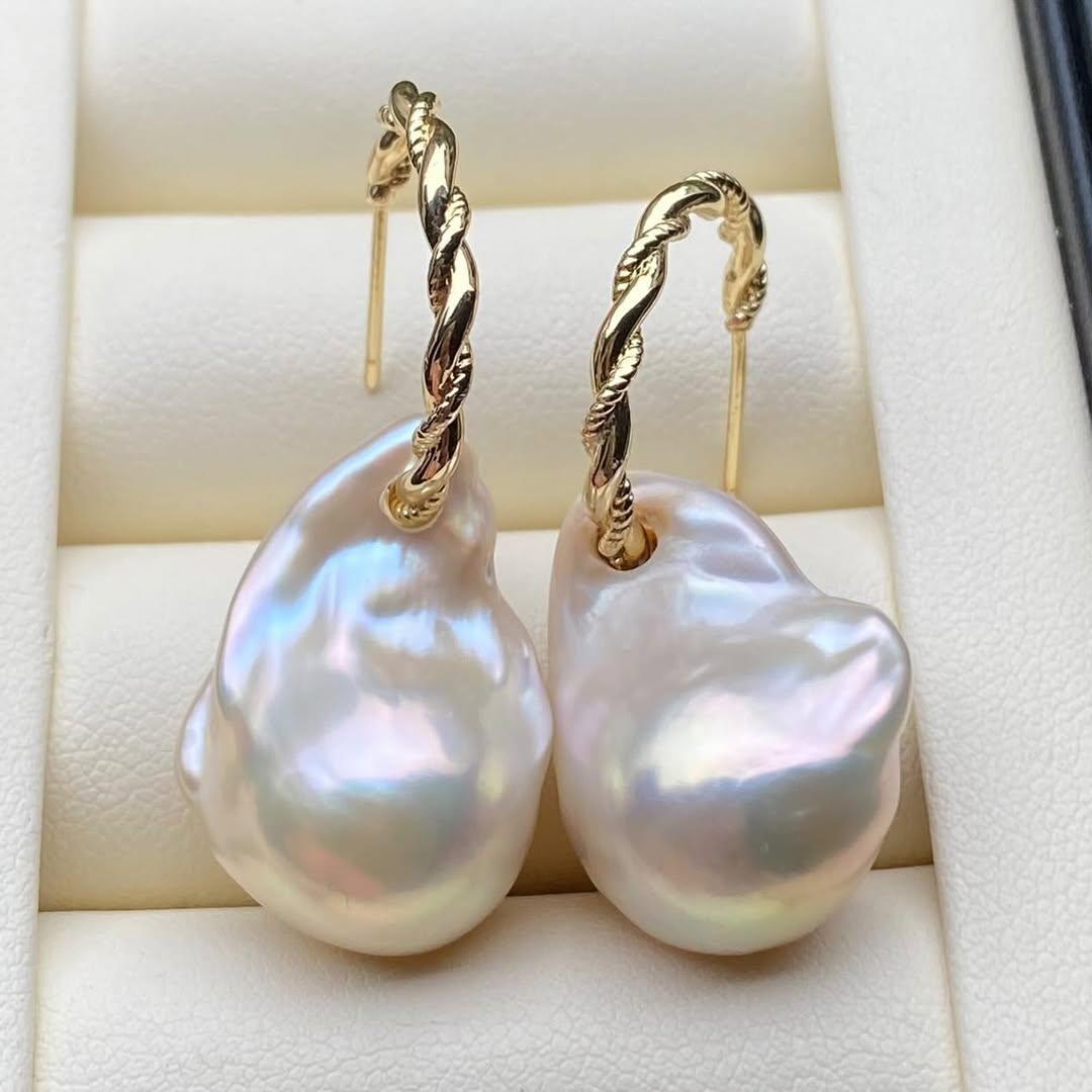 本真珠　淡水バロックパールネックレストップ　28mmピンク紫PT705