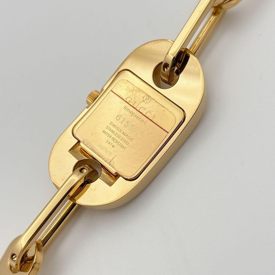 【美品・電池新品・付属品】GUCCI 6155L ゴールド ブレスレット 腕時計