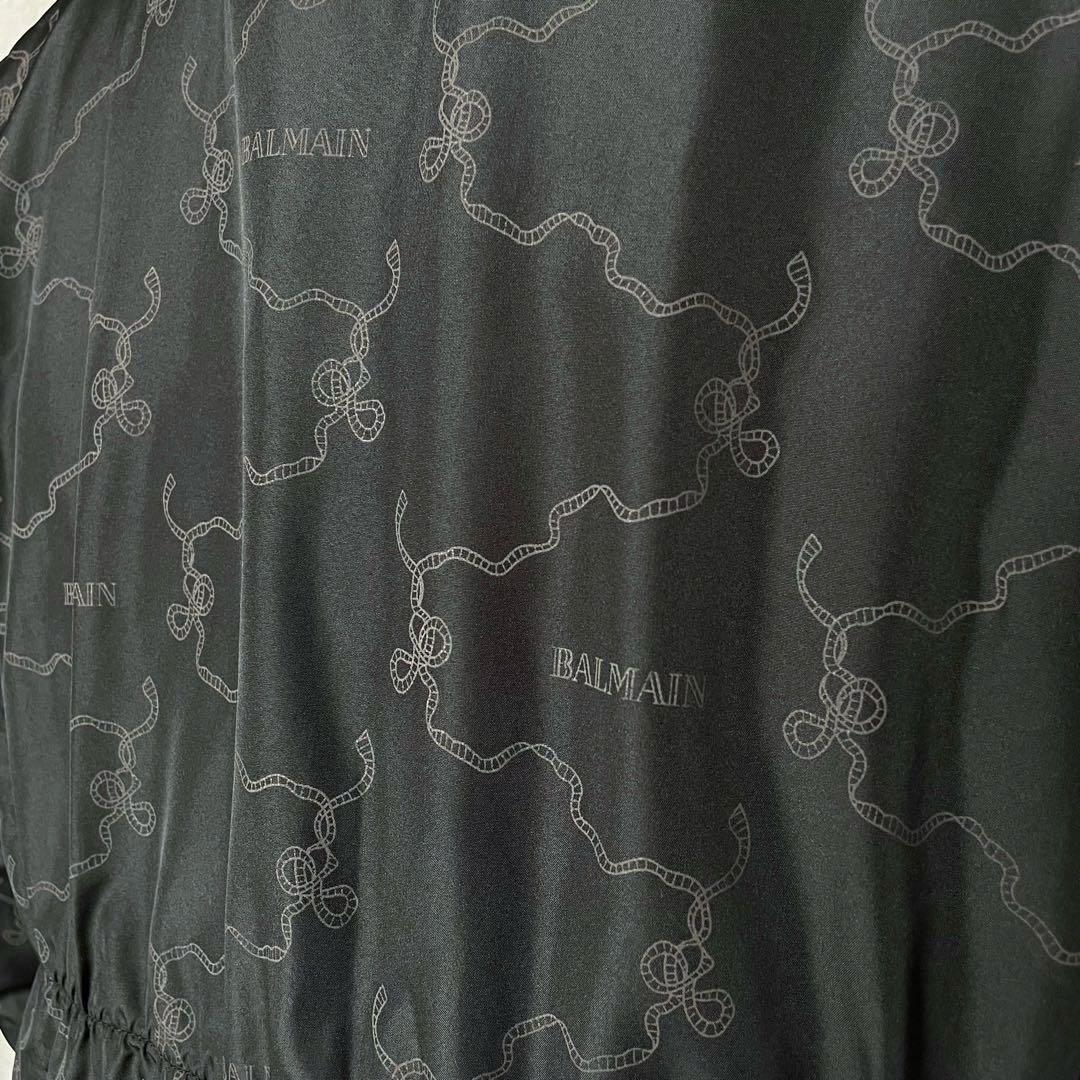 【美品】バルマン ダウンコート ミンクファー Aライン 黒 パープル トラ柄 M