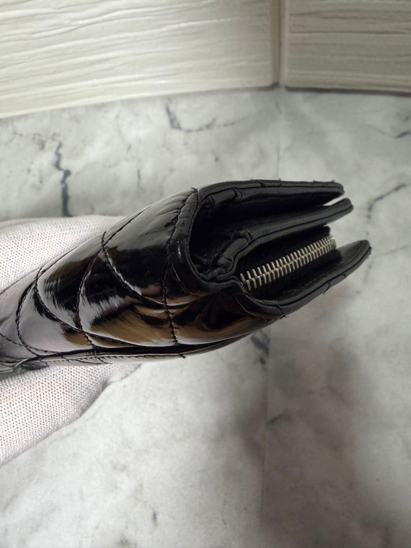 本日のみ値下げ　CHANEL エナメル マトラッセ 二つ折り財布 ブラック