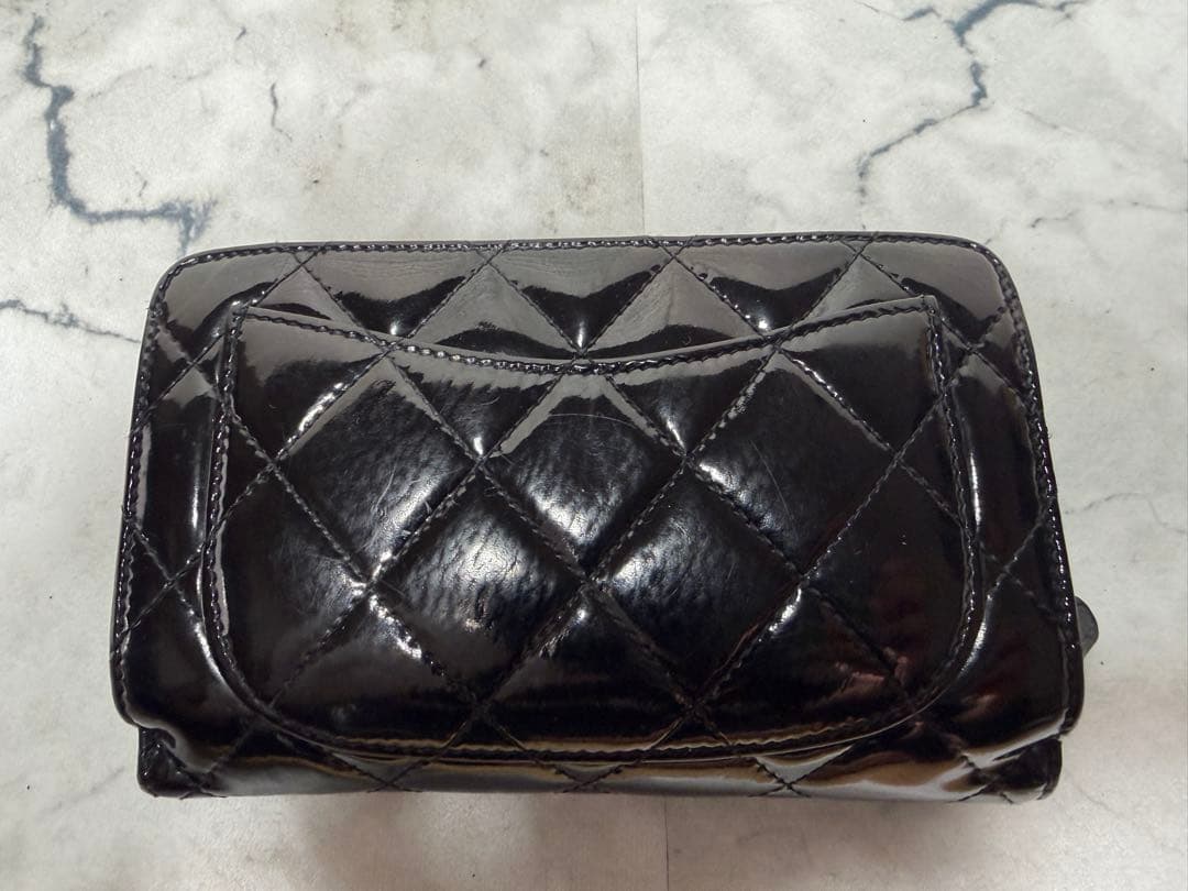 本日のみ値下げ　CHANEL エナメル マトラッセ 二つ折り財布 ブラック