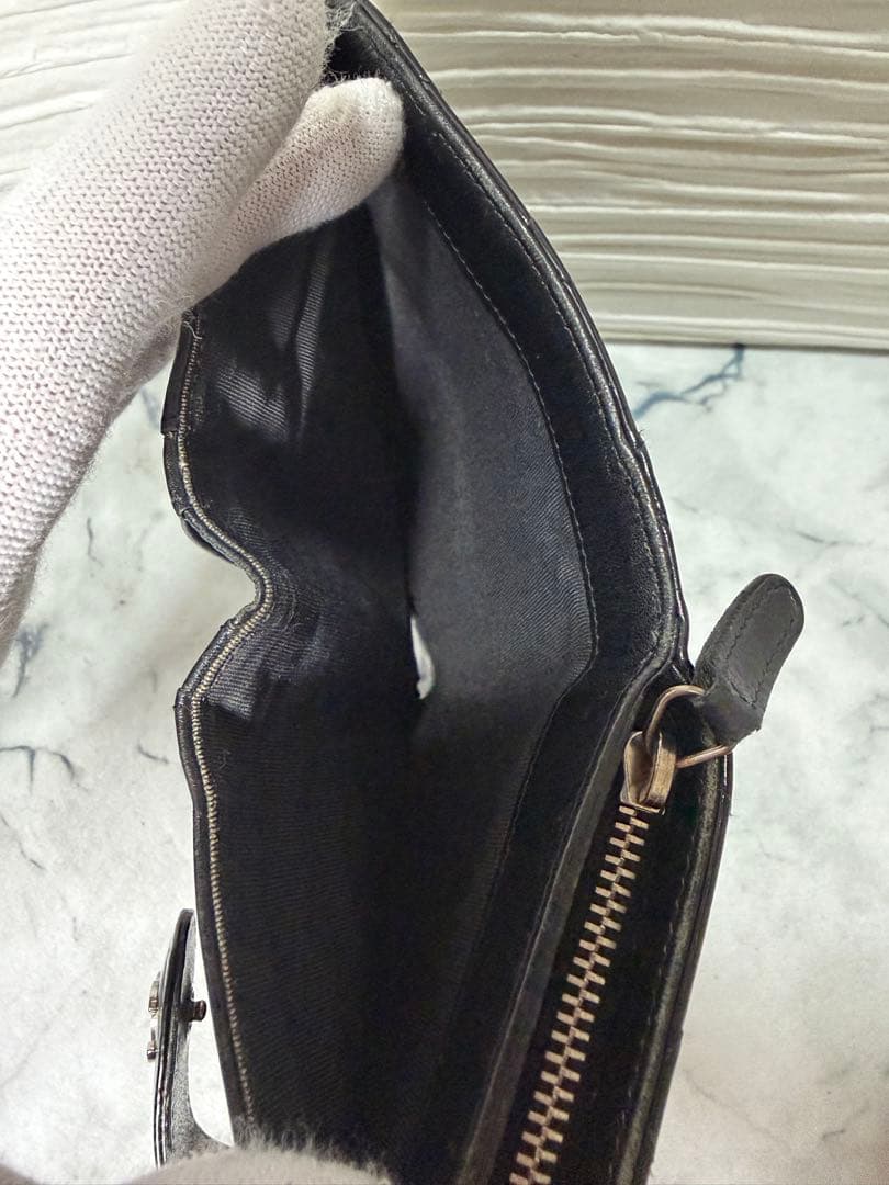 本日のみ値下げ　CHANEL エナメル マトラッセ 二つ折り財布 ブラック